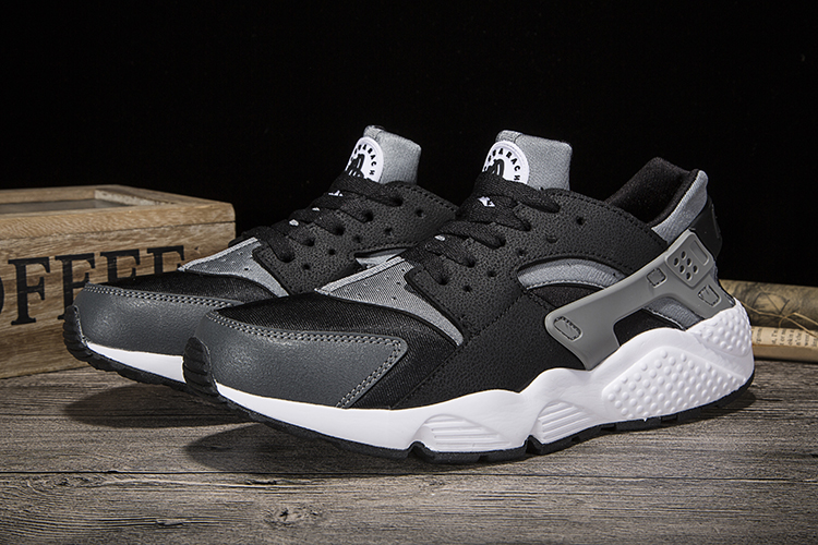 New Nike Air Huarache Black Grey White Shoes